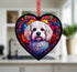 Bichon Frise Stained Glass Effect Heart Suncatcher